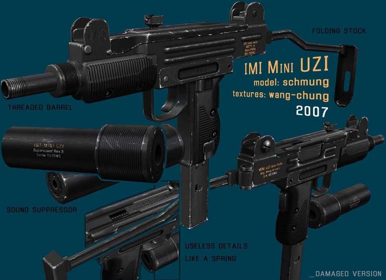 Скачать Модель IMI Mini UZI On Peck's для CS 1.6